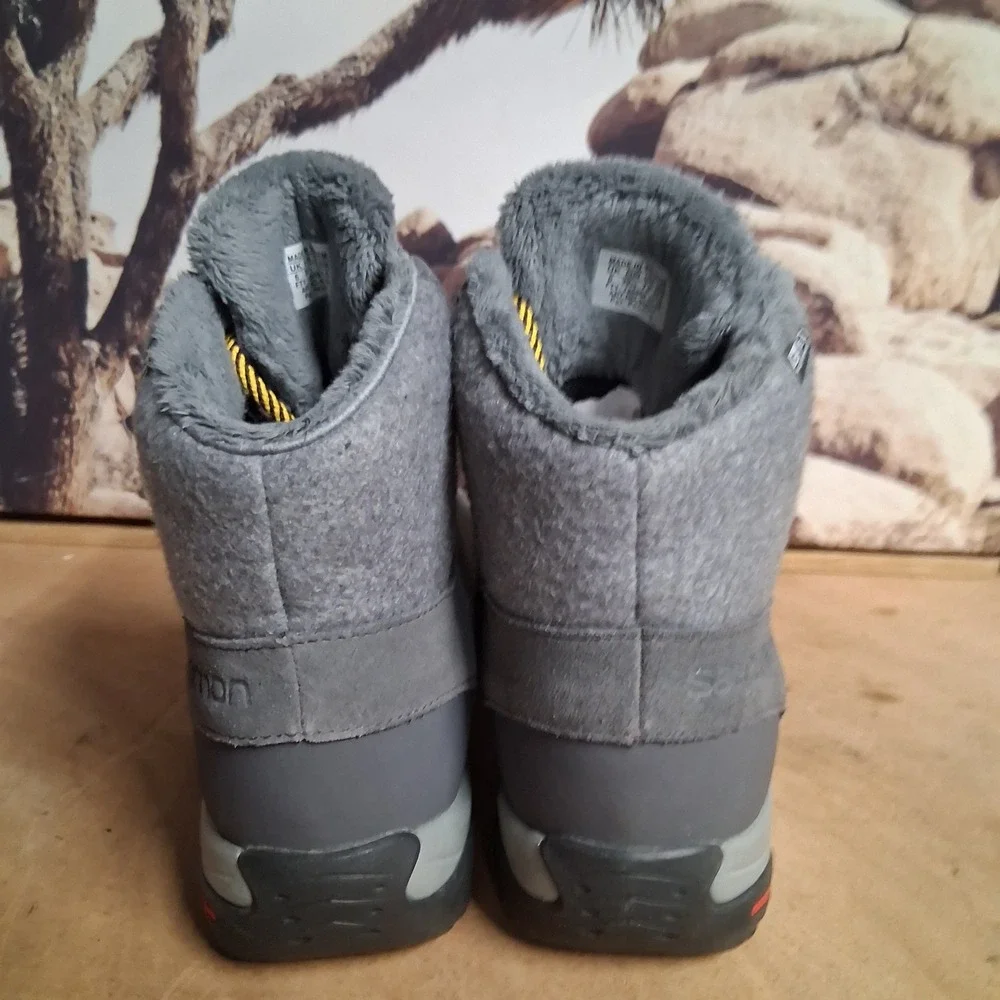 Salomon Ellipse Freeze CS Waterproof Women's Winter Boots Gray Suede Size 7.5